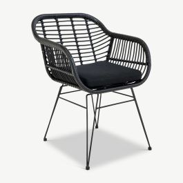 Terry Outdoor Dining Chair, Black Rattan