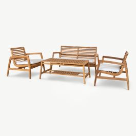 Shiro Teak Lounge Set, Natural Wood
