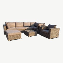 Persia Garden Lounge Set, Grey Rattan