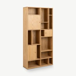 Femi Open Bookcase, Oak Wood, Large
