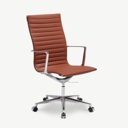 Akira Office Chair, Cognac Leather, Highback