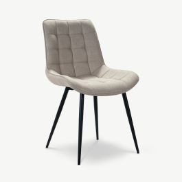 Lisboa Quilted Dining Chair, Beige Fabric