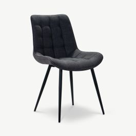 Lisboa Quilted Dining Chair, Dark Grey Fabric