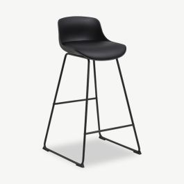 Ellis Bar Stool, PU Leather & Black Steel
