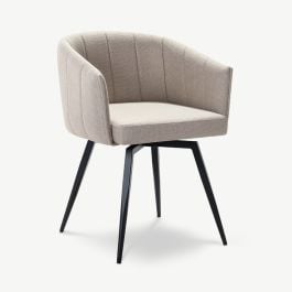 Ben Swivel Dining Armchair, Beige Fabric