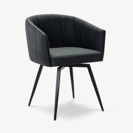 Ben Swivel Dining Armchair, Dark Grey Fabric