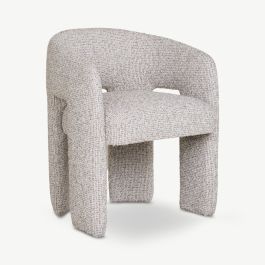 Aspen Dining Armchair, Speckled Natural Boucle