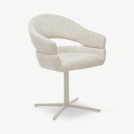 Noa Swivel Dining Armchair, Light Grey Fabric