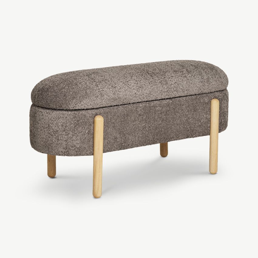 Midas Storage Bench, Taupe Bouclé