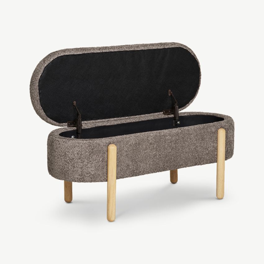 Midas Storage Bench, Taupe Bouclé
