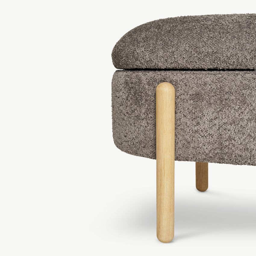 Midas Storage Bench, Taupe Bouclé