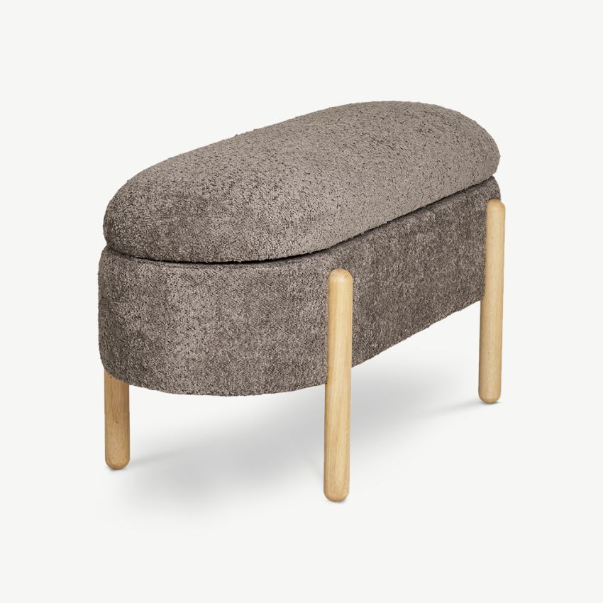 Midas Storage Bench, Taupe Bouclé