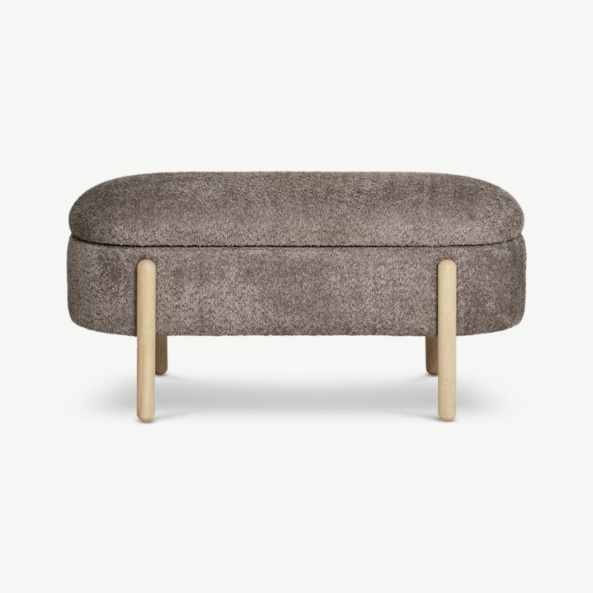 Midas Storage Bench, Taupe Bouclé