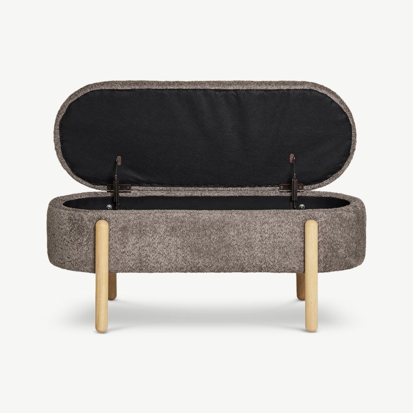 Midas Storage Bench, Taupe Bouclé