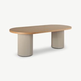 Izmir Oval Dining Table, Beige & Natural Wood - 220 cm