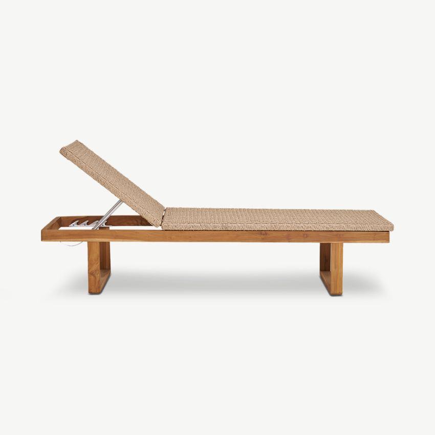 Debby Outdoor Sun Lounger, Teak & Rattan