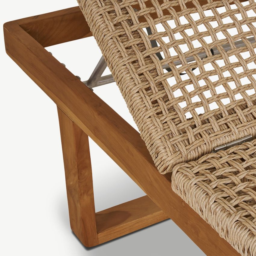 Debby Outdoor Sun Lounger, Teak & Rattan