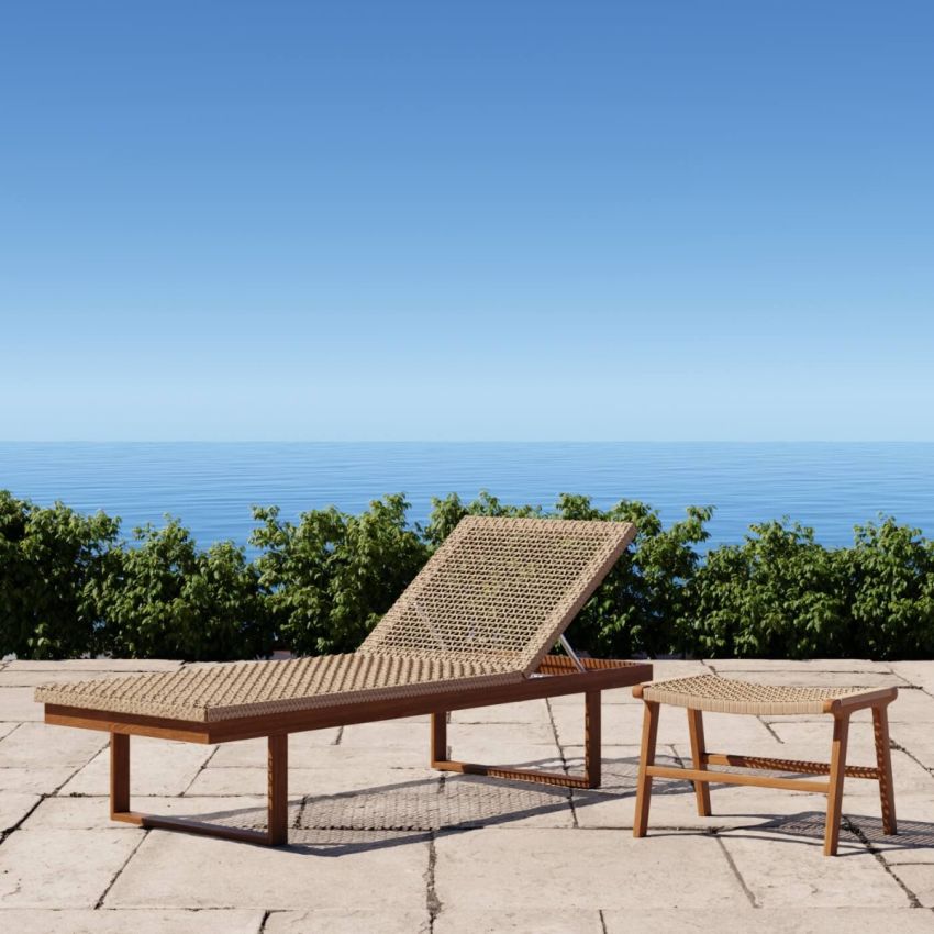 Debby Outdoor Sun Lounger, Teak & Rattan