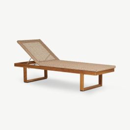 Debby Outdoor Sun Lounger, Teak & Rattan