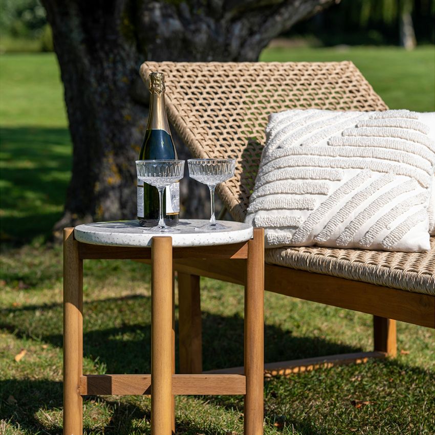 Debby Outdoor Sun Lounger, Teak & Rattan