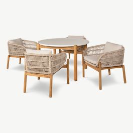 Paloma Outdoor Dining Set, Acacia Wood & Rope