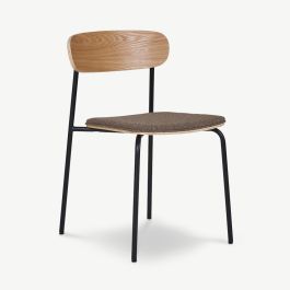 Eddie Dining Chair, Ash Wood & Brown Fabric