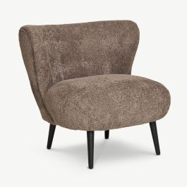Ania Lounge Chair, Mocha Brown Bouclé