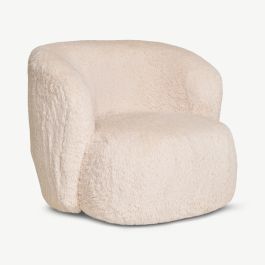 Lory Lounge Chair, Cream Faux Fur