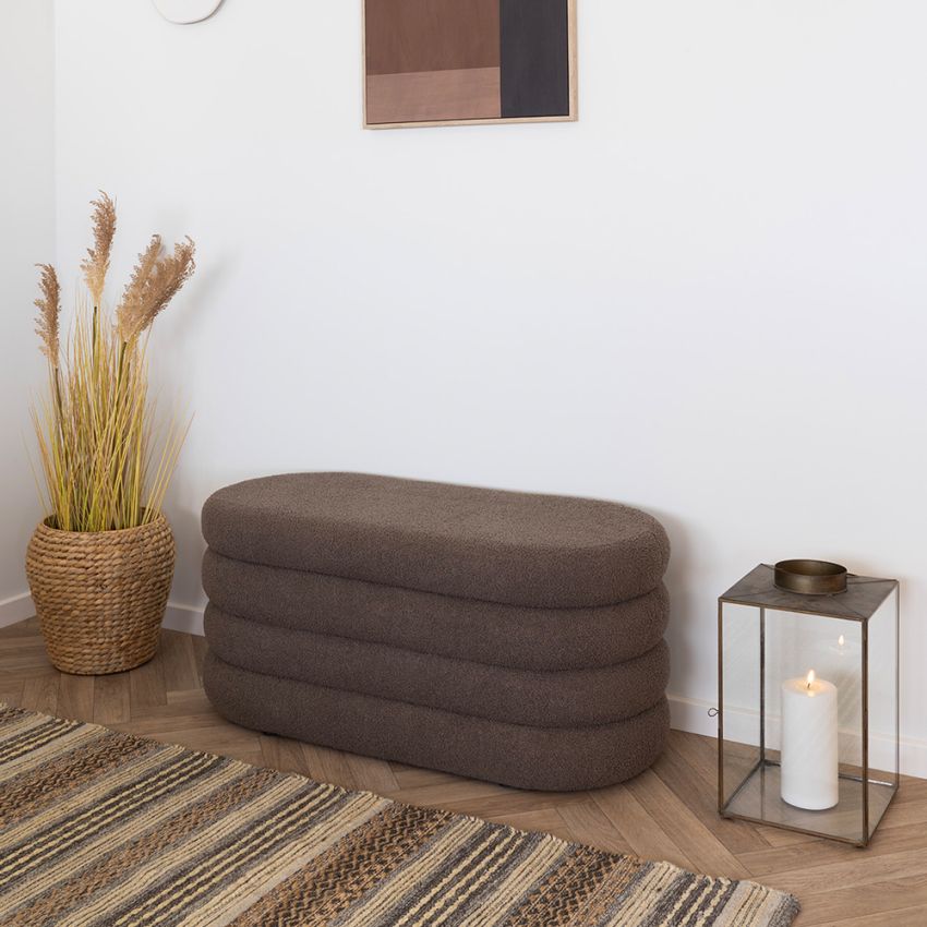Oliver Storage Bench, Mocha Brown Bouclé