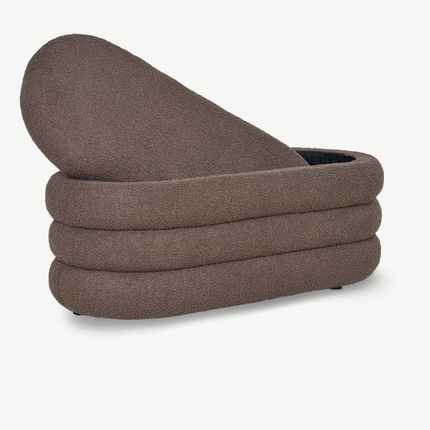 Oliver Storage Bench, Mocha Brown Bouclé