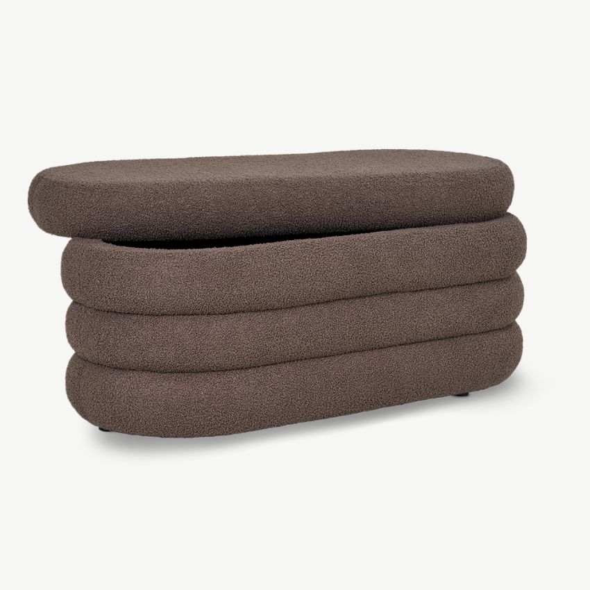 Oliver Storage Bench, Mocha Brown Bouclé