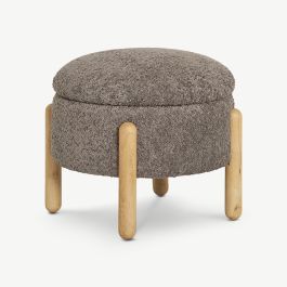 Midas Storage Pouffe, Taupe Bouclé