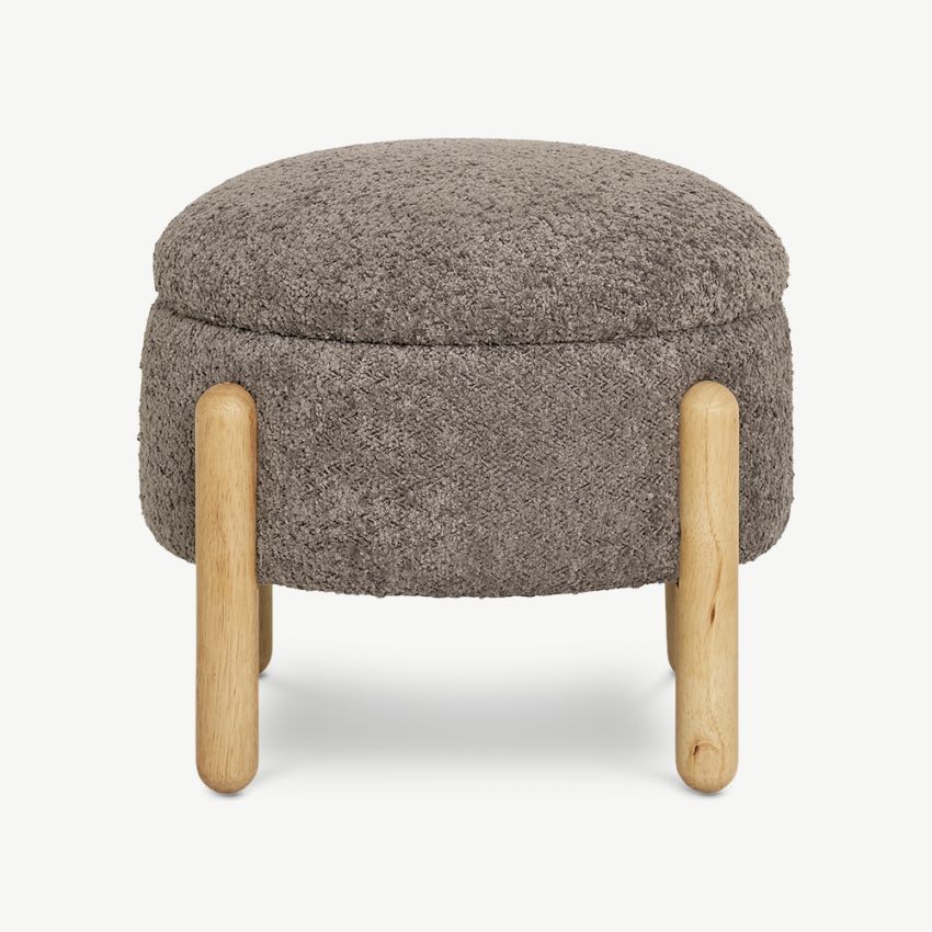 Midas Storage Pouffe, Taupe Bouclé
