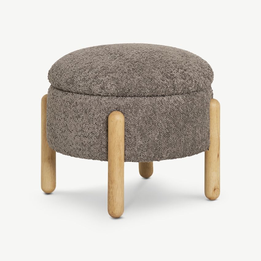 Midas Storage Pouffe, Taupe Bouclé