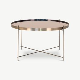 Roma Round Coffee Table, Glass & Brass