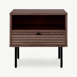 Nara Bedside Table, Brown Wood