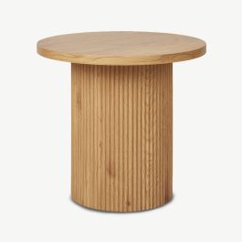 Duarte Round Side Table, Natural Wood