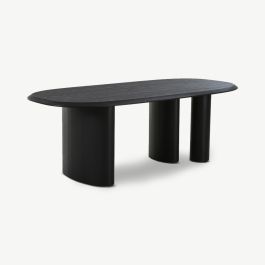 Manu Oval Dining Table, Black Wood - 220 cm