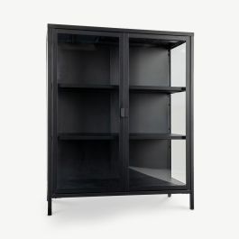 Darwin Display Cabinet, Glass & Black Metal, Small
