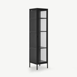 Darwin 1 Door Display Cabinet, Glass & Black Metal