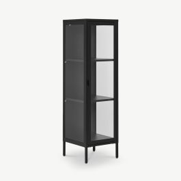 Darwin 1 Door Display Cabinet, Glass & Black Metal, Small