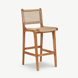 Asia Outdoor Stool, Teak & Rattan