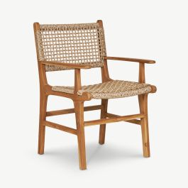Asia Outdoor Armchair, Teak & Rattan