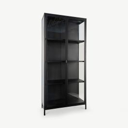 Darwin Display Cabinet, Glass & Black Metal