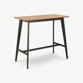 India Wooden Bar Table, Oak & Black - 120 cm