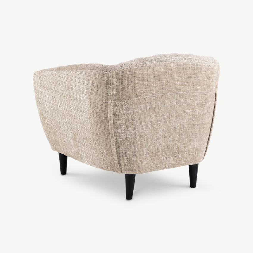 Aria Quilted Armchair, Cream Textured Fabric
