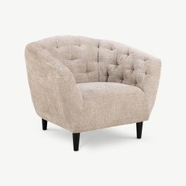 Aria Quilted Armchair, Cream Textured Fabric