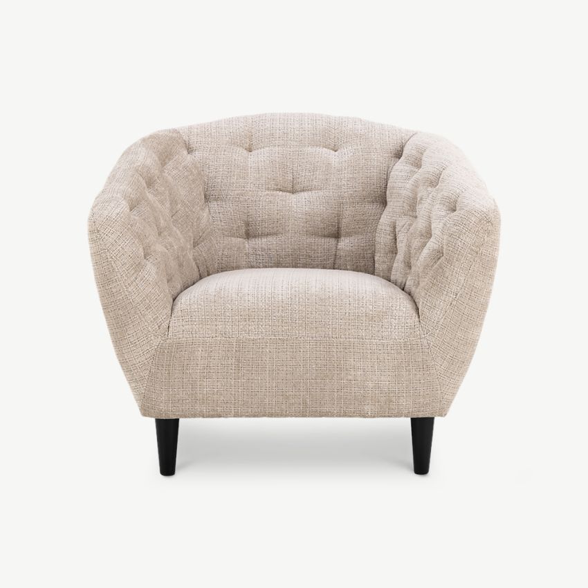 Aria Quilted Armchair, Cream Textured Fabric