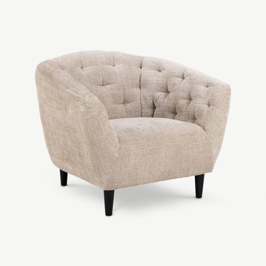 Aria Quilted Armchair, Cream Textured Fabric