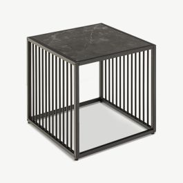 Joy Side Table, Black Marble Look & Metal